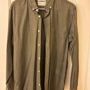 Express Khaki Green Long Sleeve Shirt